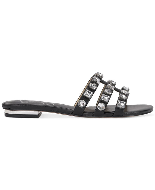 Jessica Simpson Detta Crystal Embellished Slippers-Black