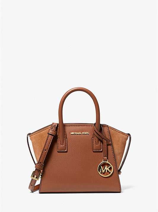 BOXED Michael kors Avril Mini leather and suede satchel -Brown