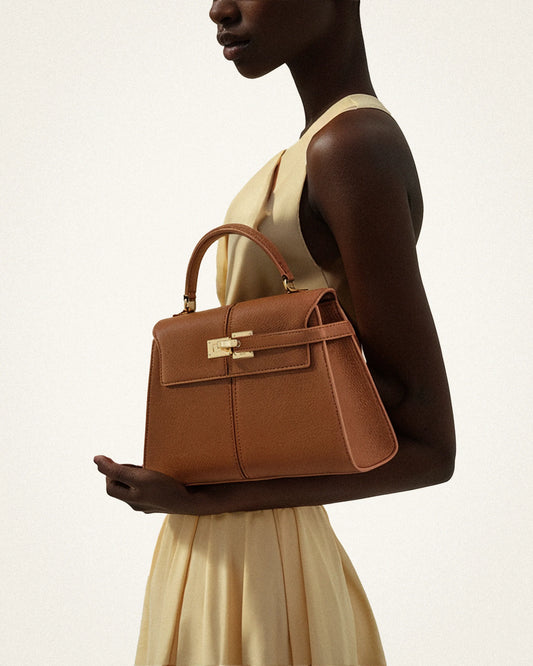 BOXED JW PEI Elise top handle bag -Brown Midi