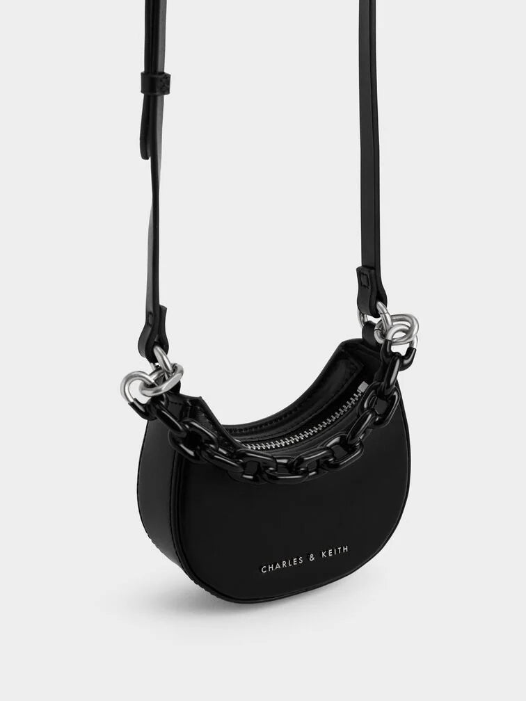 BOXED Charles & Keith Koi Micro Chain Handle Mini Bag - Black