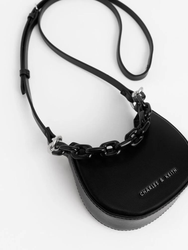 BOXED Charles & Keith Koi Micro Chain Handle Mini Bag - Black