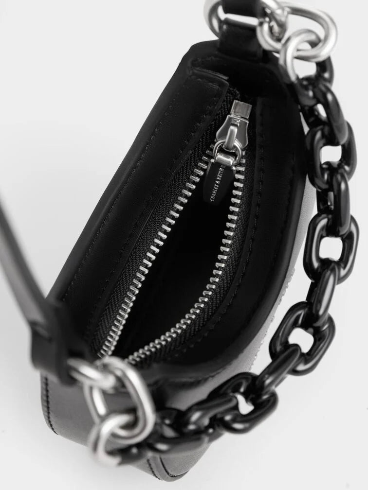 BOXED Charles & Keith Koi Micro Chain Handle Mini Bag - Black