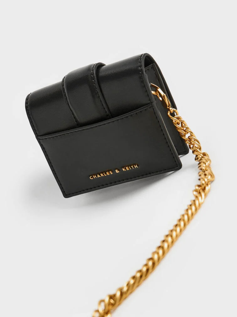 BOXED Charles & Keith Gabine Chain-Link Micro crossbody bag-Black