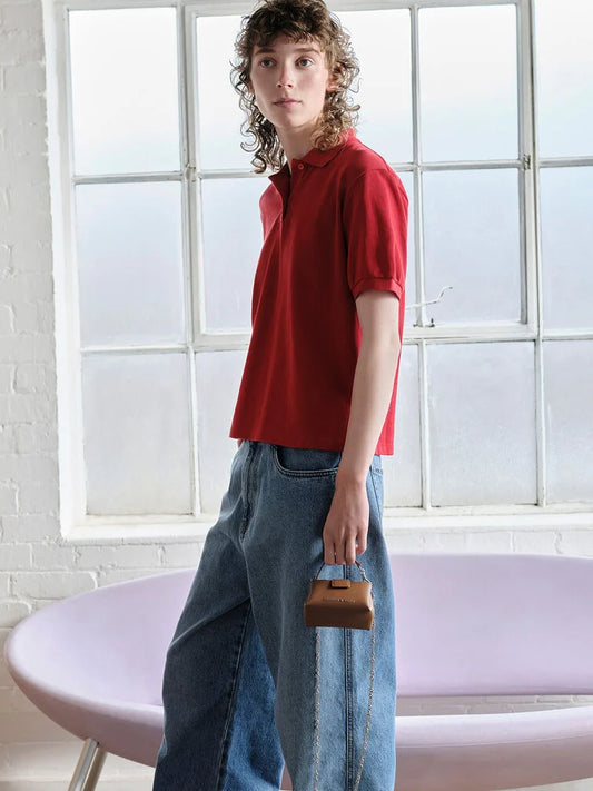 BOXED Charles & Keith Micro Bosie Patent Top Handle Pouch -Brown