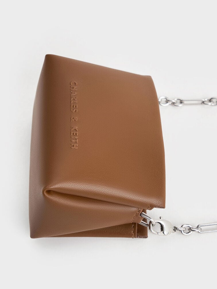 BOXED Charles & Keith Micro Bosie Patent Top Handle Pouch -Brown