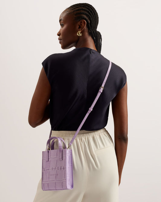 Ted Baker Gatocon Mini Croc Detail Icon Bag-Lilac
