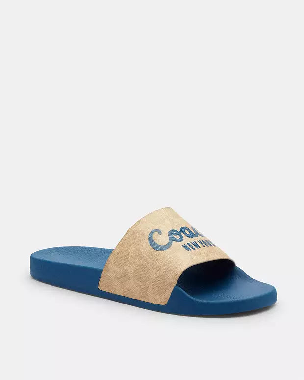 Udele Sport Slide Slippers In Signature Canvas With Coach Graphic