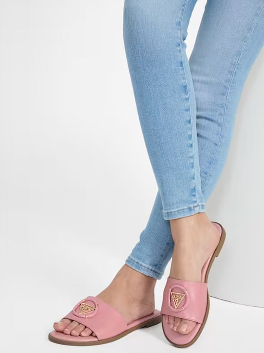Guess Magnify Faux-Leather Slippers-Pink