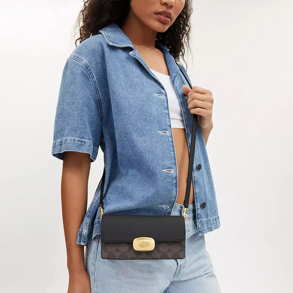 COACH Eliza Small Flap Crossbody bag-Brown black