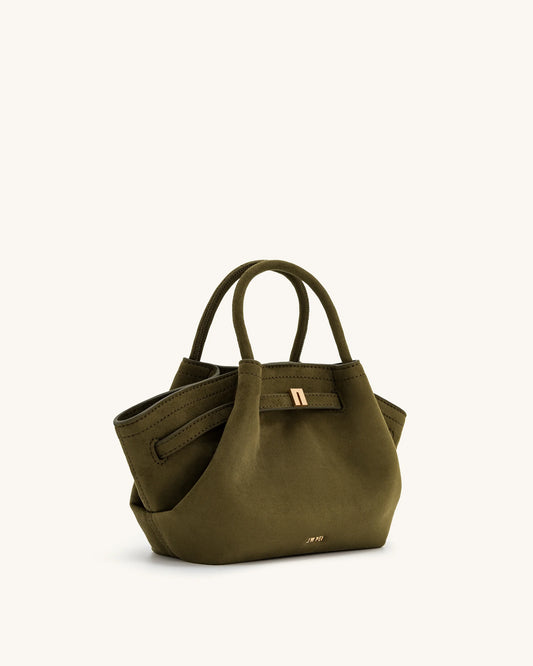 BOXED JW PEI Hana Mini Faux Suede tote bag -Dark Olive