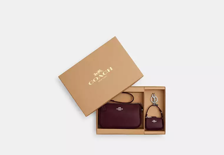 Boxed Coach Nolita 19 And Nolita Bag Charm Set-Dark Wine