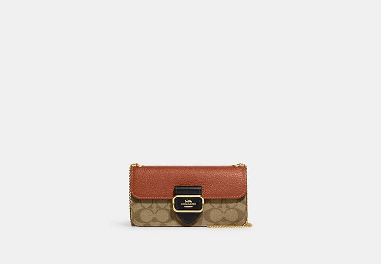 COACH Morgan MINI Crossbody In Colorblock Signautre Canvas bag-Gold Multi