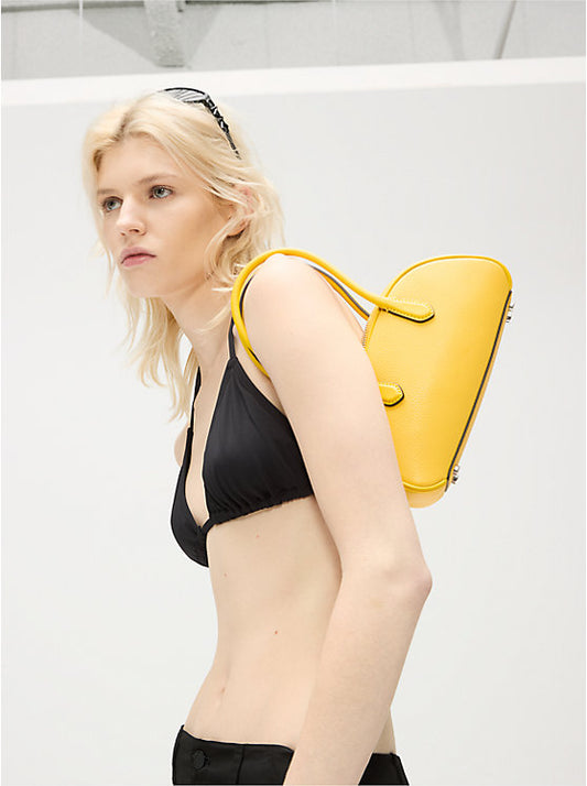 Michael Kors Lulu Small Pebbled Leather Satchel bag-Yellow