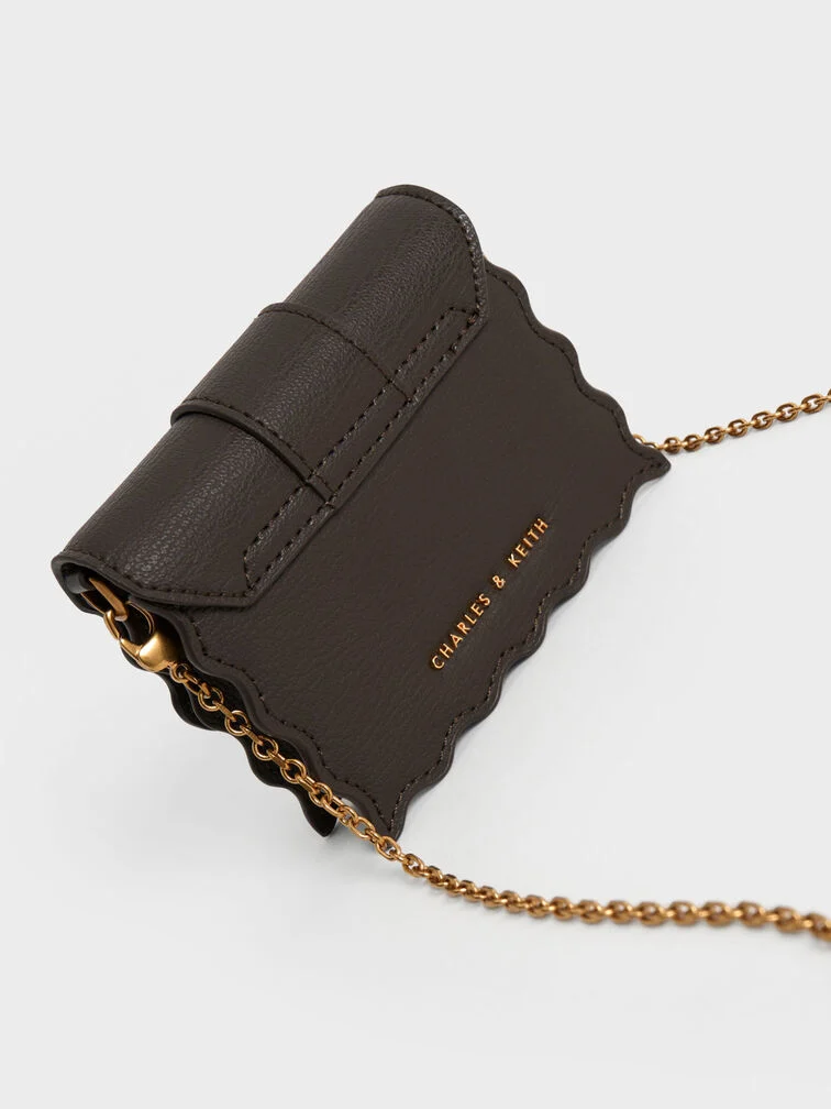 BOXED Charles & Keith Micro Waverly Scallop-Trim Mini Bag Moss