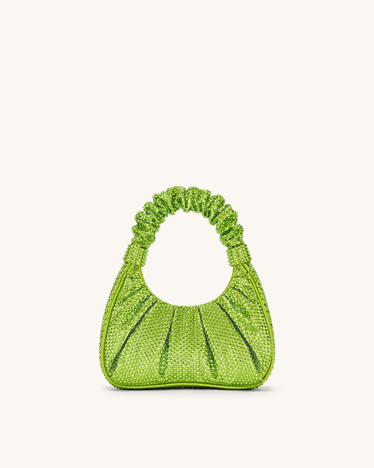BOXED JW PEI Gabbi  Crystal Ruched Hobo handbag - Green