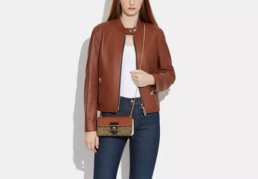 COACH Morgan MINI Crossbody In Colorblock Signautre Canvas bag-Gold Multi