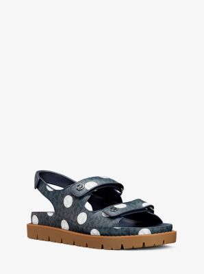 PREORDER Michael Kors Holland Polka Dot Signature Logo Sandal-Blue