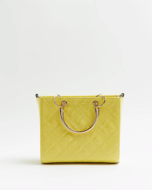 River Island Patent Quilted Tote bag -Yellow - Premium  from House of Glitz  - Just $40000.00! Shop now at House of Glitz 